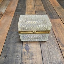 Antique Baccarat Rectangular Cut Crystal Jewellery Casket Box, 5.5x4", 3.5" deep, slight blemish