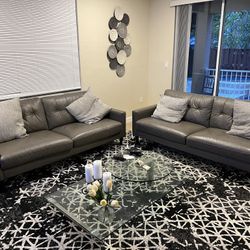 GRAY LEATHER COUCHES