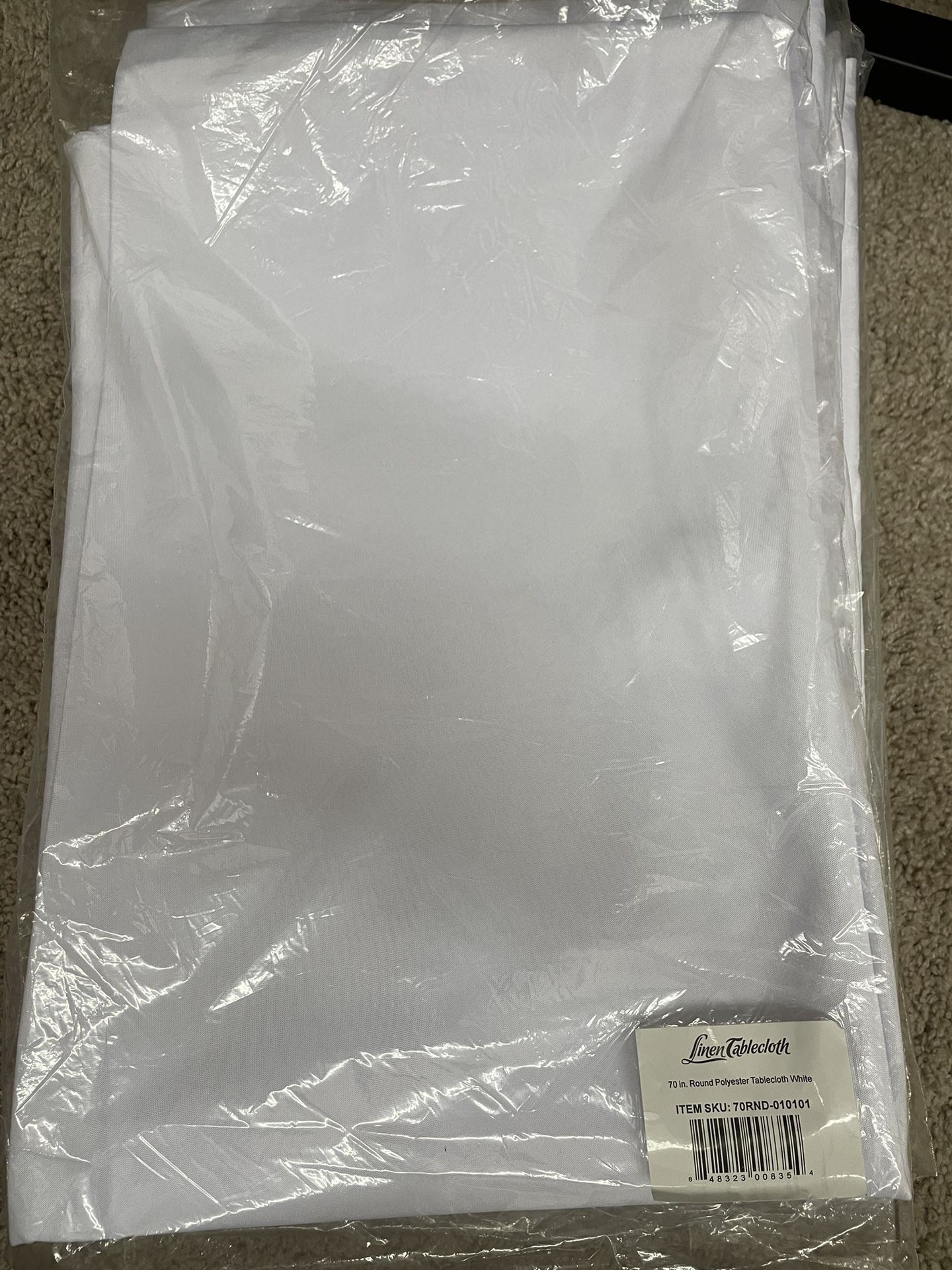 70in Round Polyester Tablecloth- White