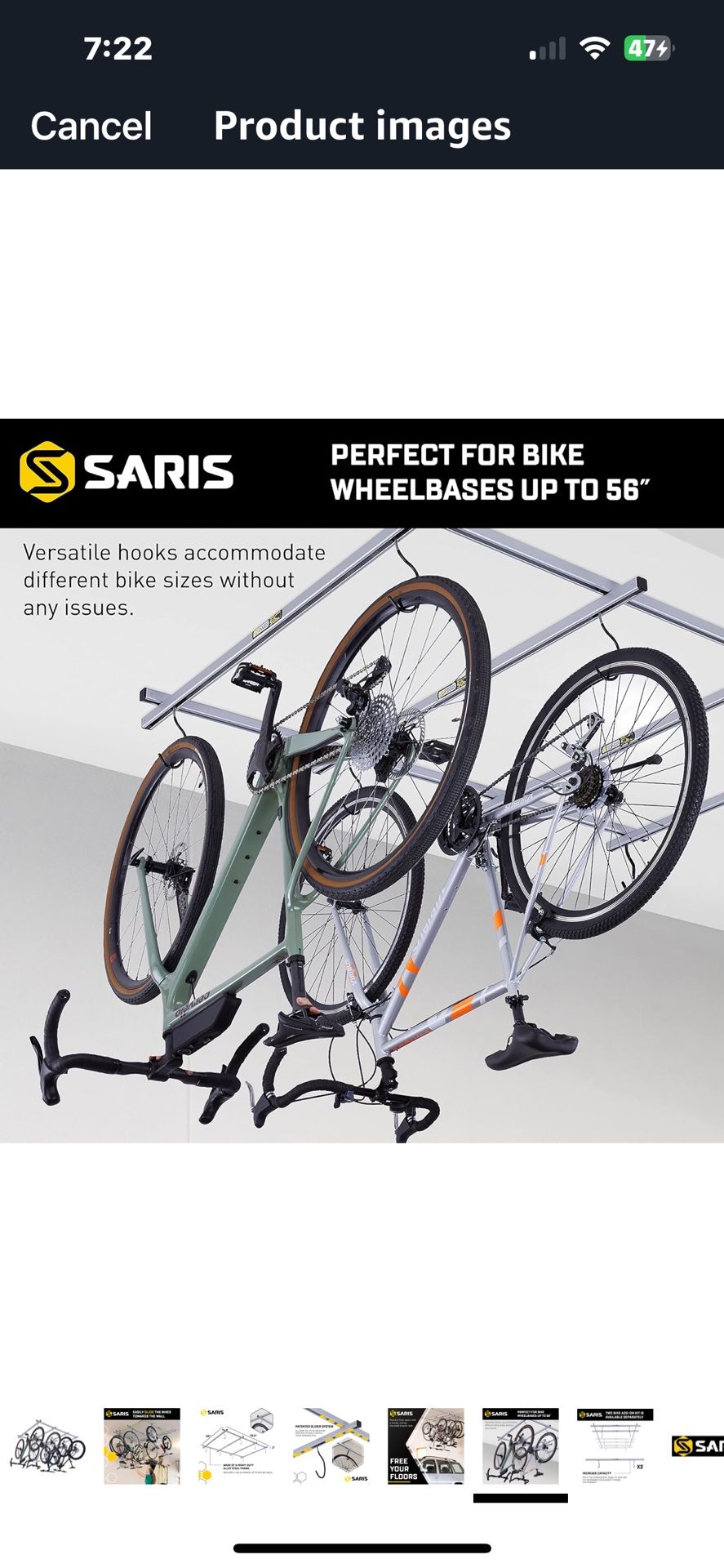 Saris bike storage, cycle glide ceiling rack