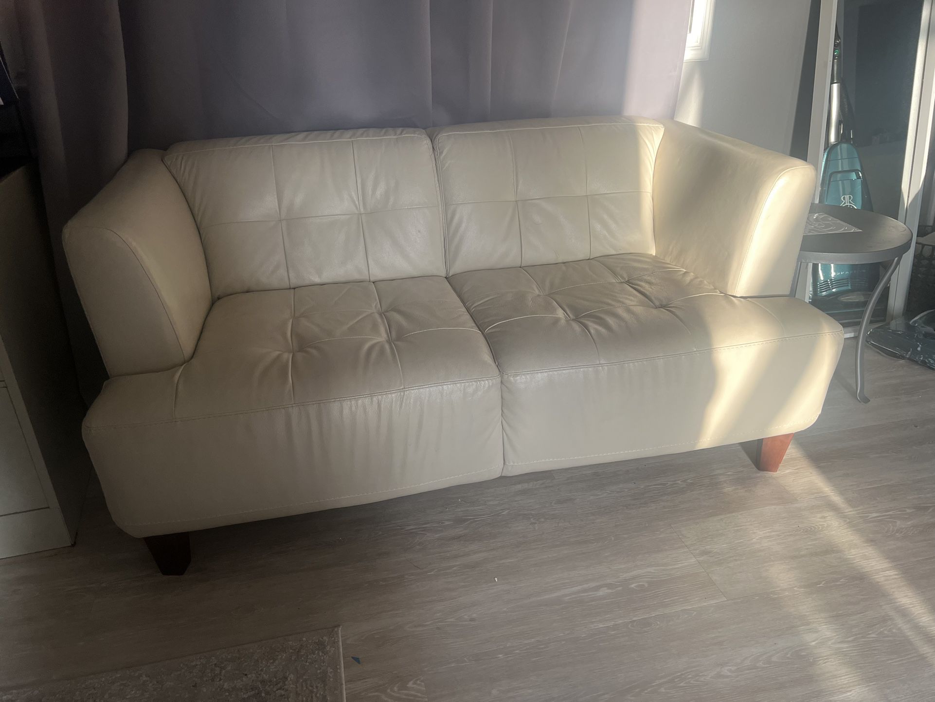 Off White Leather Sofa Set 