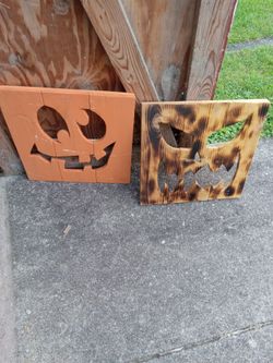 Hand made wood Halloween decorations