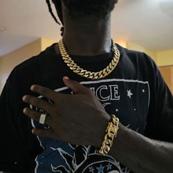 14K gold plated flat Cuban Link 18mm Big Boy chain and bracelet