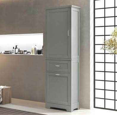 Newly Assembled Bathroom Cabinet w/ Drawers and Doors Tall Storage Display Organizer Kitchen Pantry