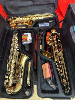 Gold, Black, or Matte Alto Saxophones with New Reeds $350 Each Firm