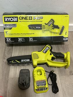 RYOBI ONE+ HP 18V Brushless 8 in. Cordless Battery Pruning Mini Chainsaw with 2.0 Ah Battery and Charger