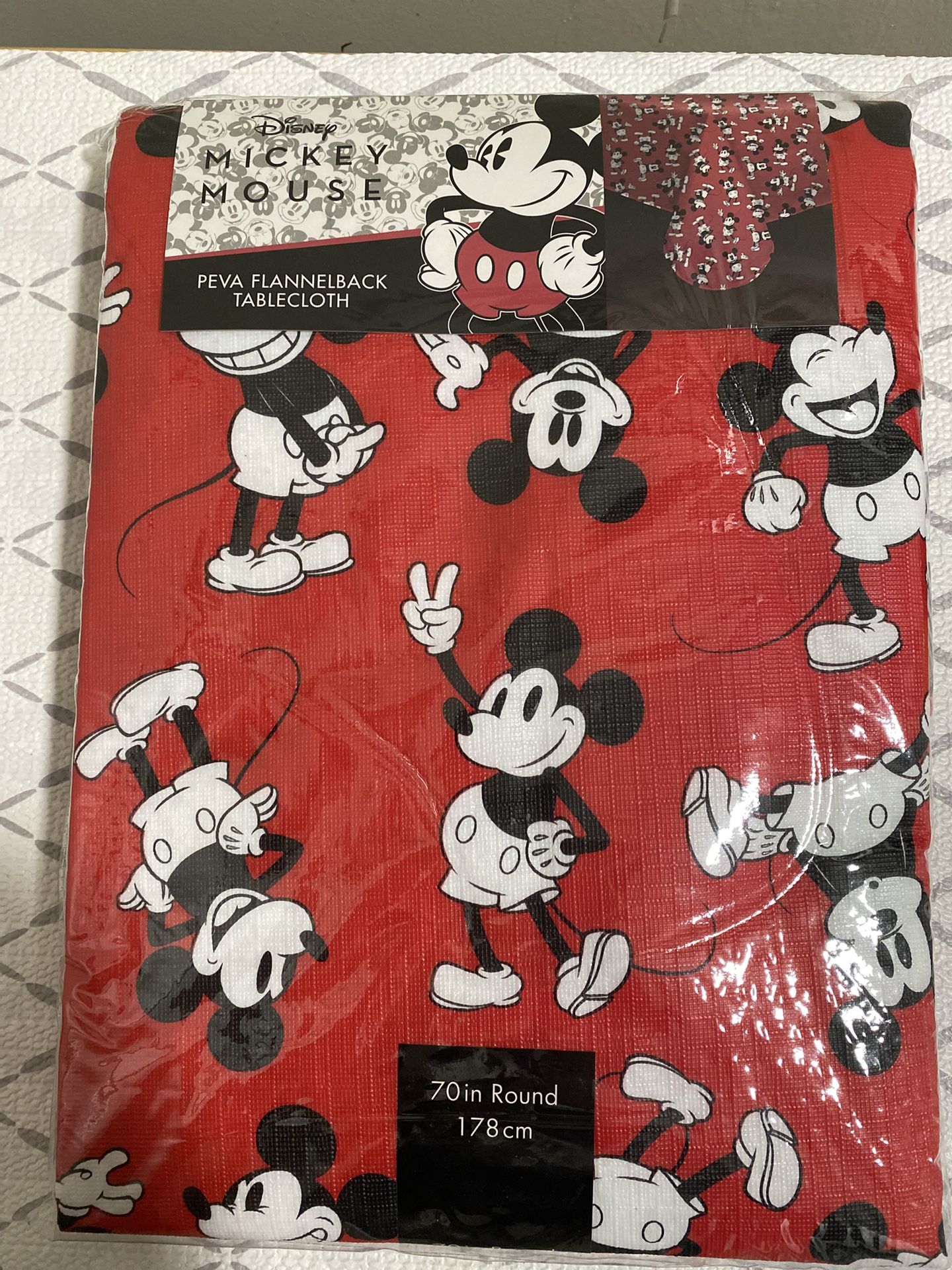 Best Brands Disney Mickey Mouse 70” round peva flannelback tablecloth