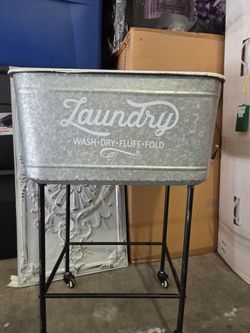 Decor Steals Galvanized Rolling Laundry Cart / Hamper