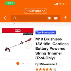 Milwaukee M18 Brushless 18V 16in. Cordless Battery Powered String Trimmer (Tool-Only)