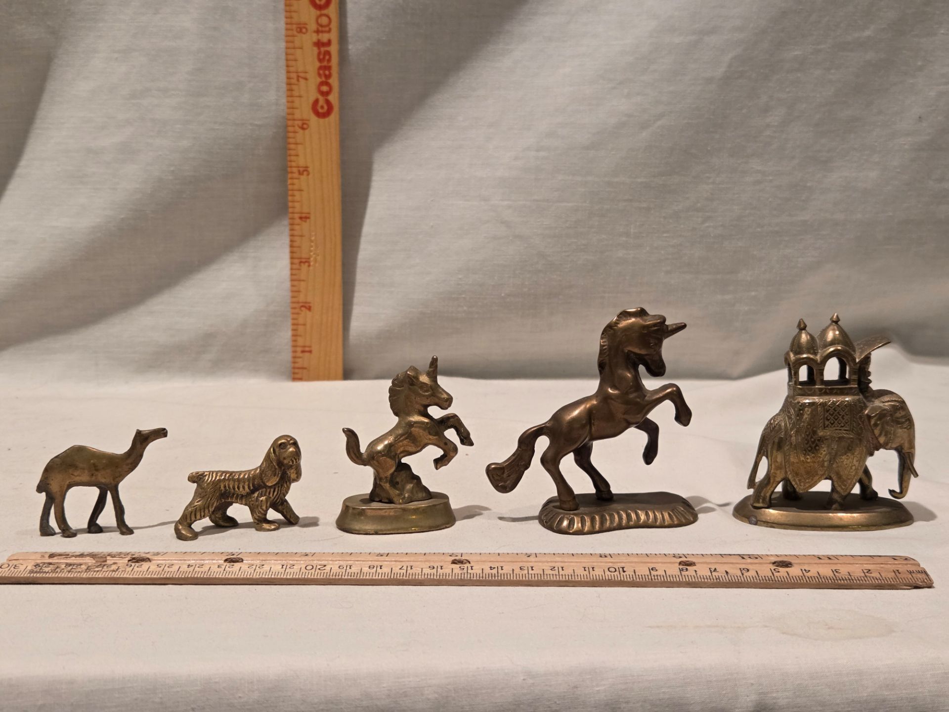 Brass VTG animal figurines-- lot of 5