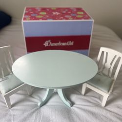 Retired American Girl Doll Dining Table With 2 Chairs