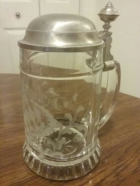 Collectible Glass and Pewter Beer Mug