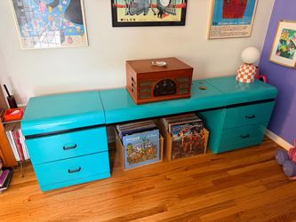 Vintage Postmodern Turquoise Console / Modular Nightstands – 80s/90s