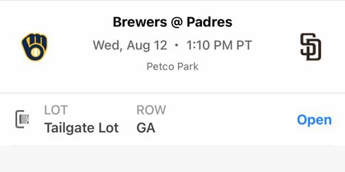 Padres Tailgate Parking WED 8/12 $40