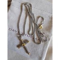 David Yurman 925 Sterling Silver Cable X Cross Necklace
