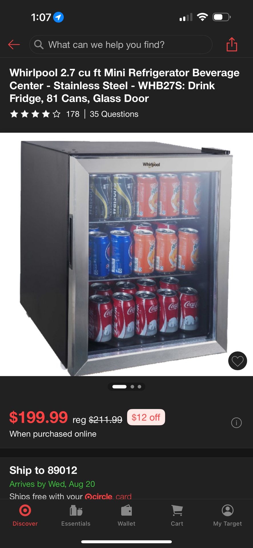 Whirlpool 2.7 cu ft Mini Refrigerator Beverage Center