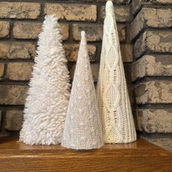 Set Of 3 Handmade Cone Trees