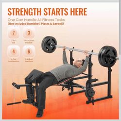 Weight Bench 600lbs Adjustable Workout Set   Home Gym  (Not included Dumbbell Plates & Barball) W-43