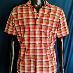 Patagonia Button-Down Shirt Men's M Red Plaid Organic Cotton Blend Short Sleeve

