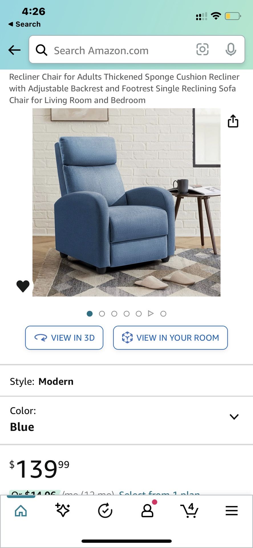 blue Recliner Chair for Adults