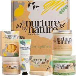 Nurture by Nature RELAX & UPLIFT Pamper Spa Kit - Mothers Day Gift - Spa Gift Baskets for Women, Organic Self Care Kit