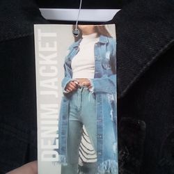 Thrill womens Jeans Distressed Denim Button Up Shirt Jacket