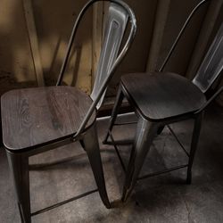 Rustic Metal Bar Stools With Back