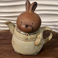 Vintage Gempo Japan Bunny Rabbit Stonewear Teapot/ Rare