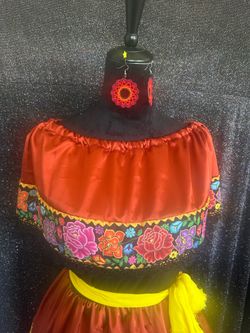 Vestido mexicano artesanal fiestas patrias día de muertos