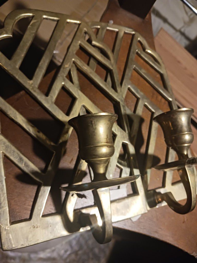 2.  Wall  Brass  candle  Holders