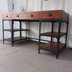 Vintage Rustic Suits And Iron Writing Desk