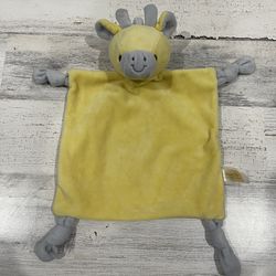 Yellow Giraffe Plush Lovey Baby Security Blanket lovey Gray Knotted Corners