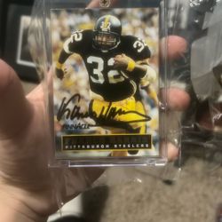 signed franco harris card in case never touched 