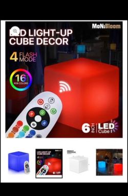MoNiBloom 6-Inch RGB LED Light-Up Cube Decor