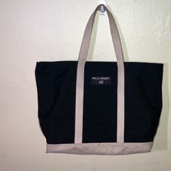 Ralph Lauren Polo Sport Vintage 90s Y2K Large Black Canvas Tote Beach Gym Bag