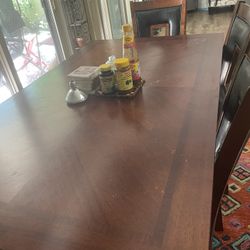 6-Piece Wood Dining Set – Table + 4 Faux Leather Chairs
