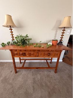 Console Table and Lamps ($50)