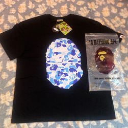 BAPE A Bathing Ape Blue Camo Ape Head T-Shirt