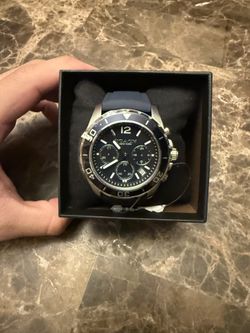COACH Kent Blue Dial Navy Silicone Strap Chronograph Watch 44mm