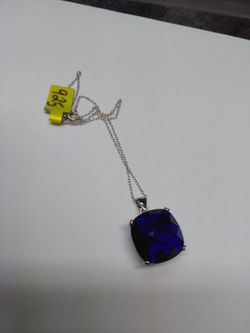 STERLING SILVER faceted Sapphire pendant