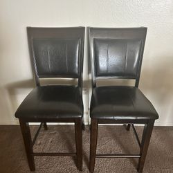 Brown Leather Barstools