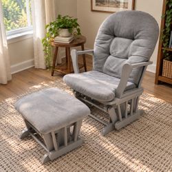 Gray Glider Rocking Chair & Matching Ottoman