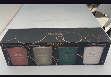 Bellevue Luxury Candle Set Of 4 - Berry, Birchwood, Balsam And Toasted Vanilla