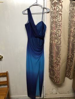 ONYX Blue Glitter Ombre Gown Dress