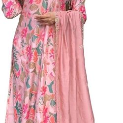 GoSriKi Women's Rayon Blend Printed Straight Kurta with Pants and Dupatta-BRWH-B0CZTWBLQH