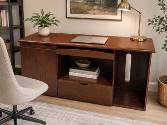 Dark Cherry Computer Desk / Compact Workstation with Storage