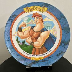 Disney Hercules Plate W/ Original McDonalds 1997 Sticker (off Center)