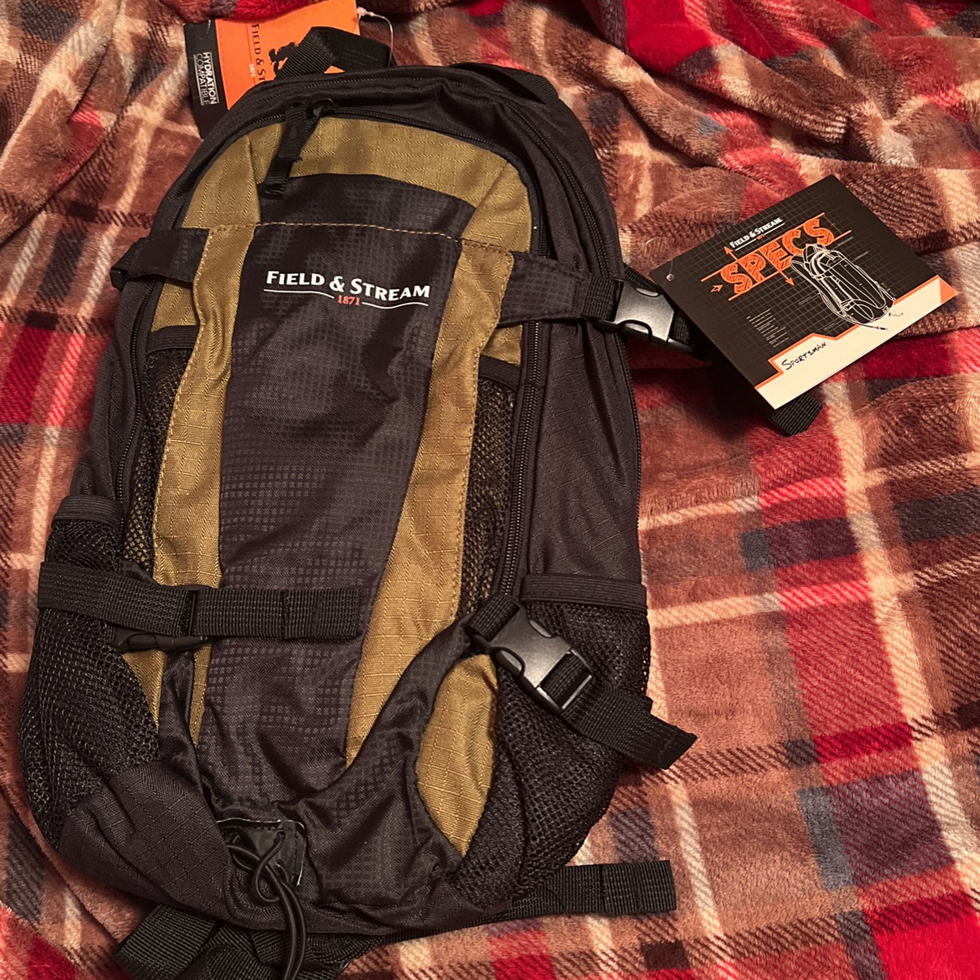 Brand New Field And Stream Backpack For Hiking, Has Hydration Pack Built Into It