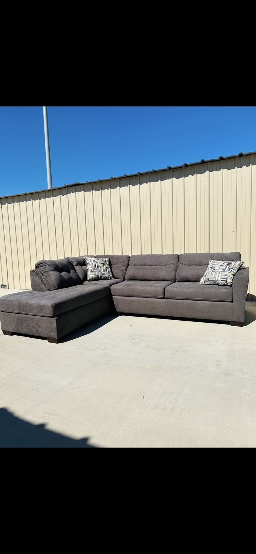 New Dark Gray 2pc L-Shaped Sectional Sofa
