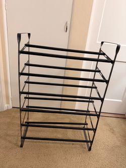 Adjustable Expandable Black Metal Shoe Rack – Multi-Tier Organizer